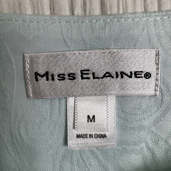 Miss Elaine Button Front Nightgown Robe Size Medium Pale Mint Green Blue Seafoam - Picture 5 of 7